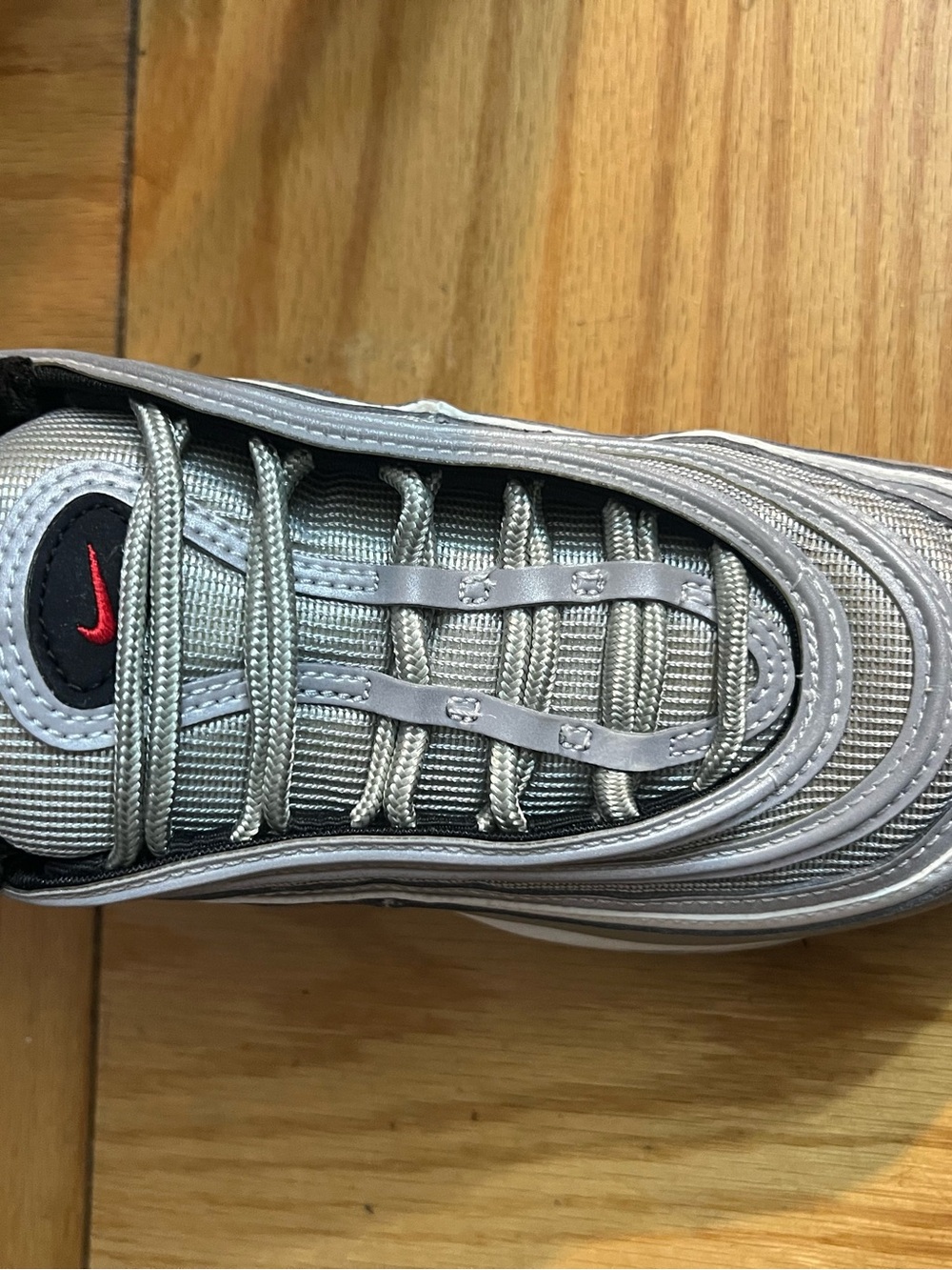 Nike Women Silver/Black Sneakers with Red Accent
